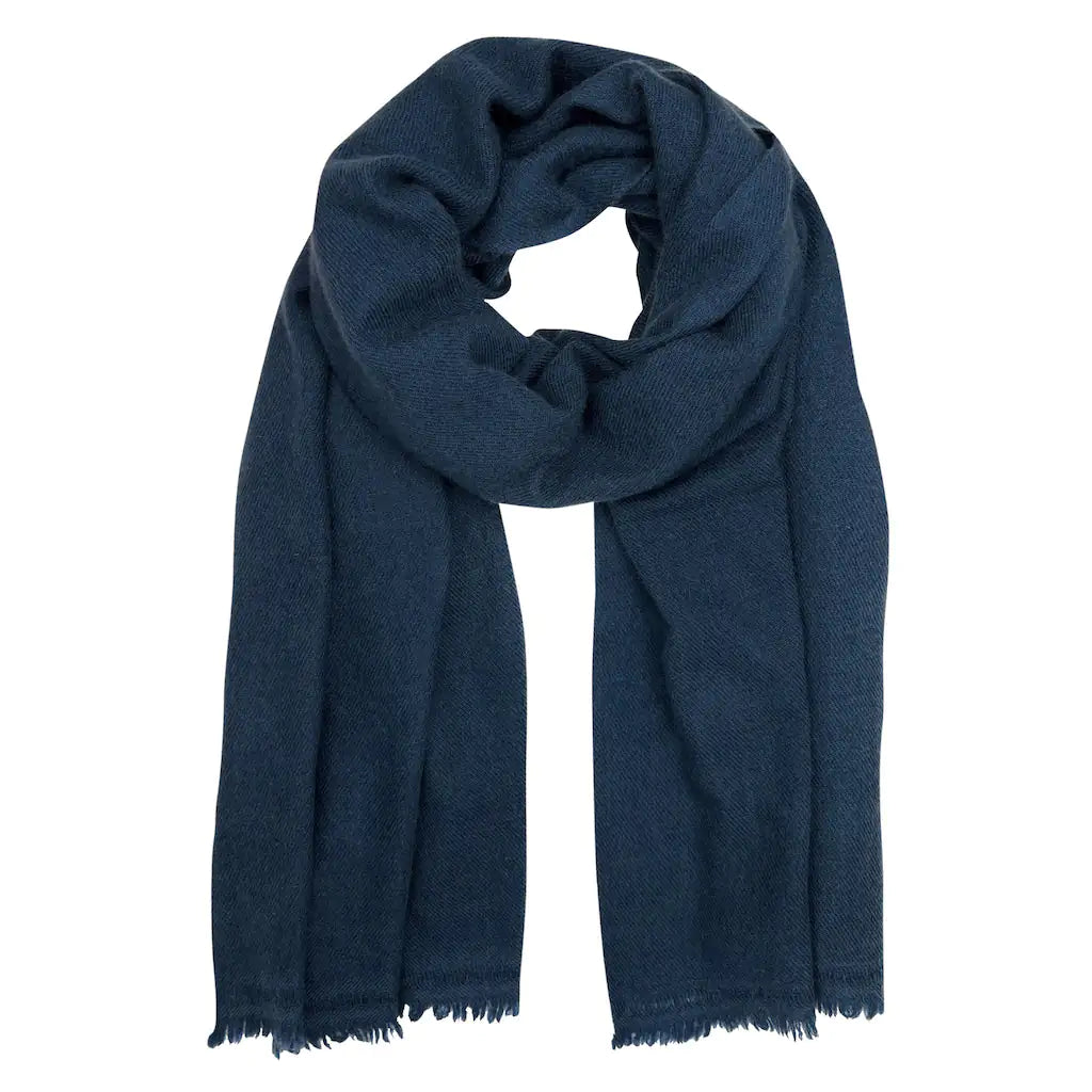 Navy Handloom Cashmere Scarf Aristo Threads