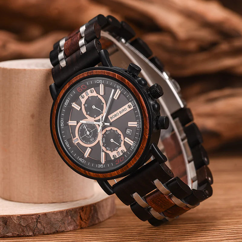 Calendar Chronograph Wooden Watch