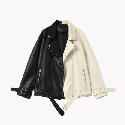 Contrast Vegan Leather Jacket Aristo Threads