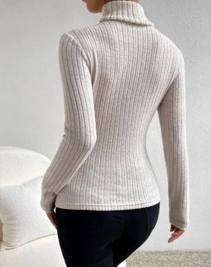 Chic Turtleneck V-Neck Knit Top