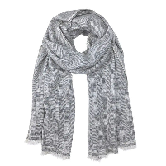 Gray Herringbone Cashmere Scarf Aristo Threads