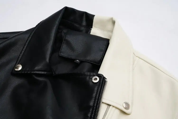 Contrast Vegan Leather Jacket Aristo Threads