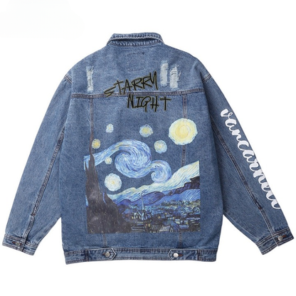 Van Gogh Inspired Denim Bomber