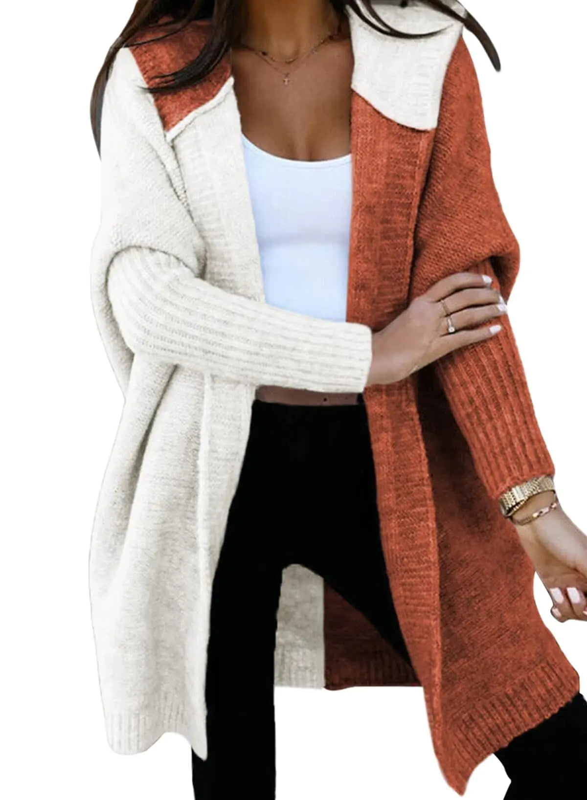 Open Front Long Sleeve Hooded Knit Cardigan Sweater Aristo Threads