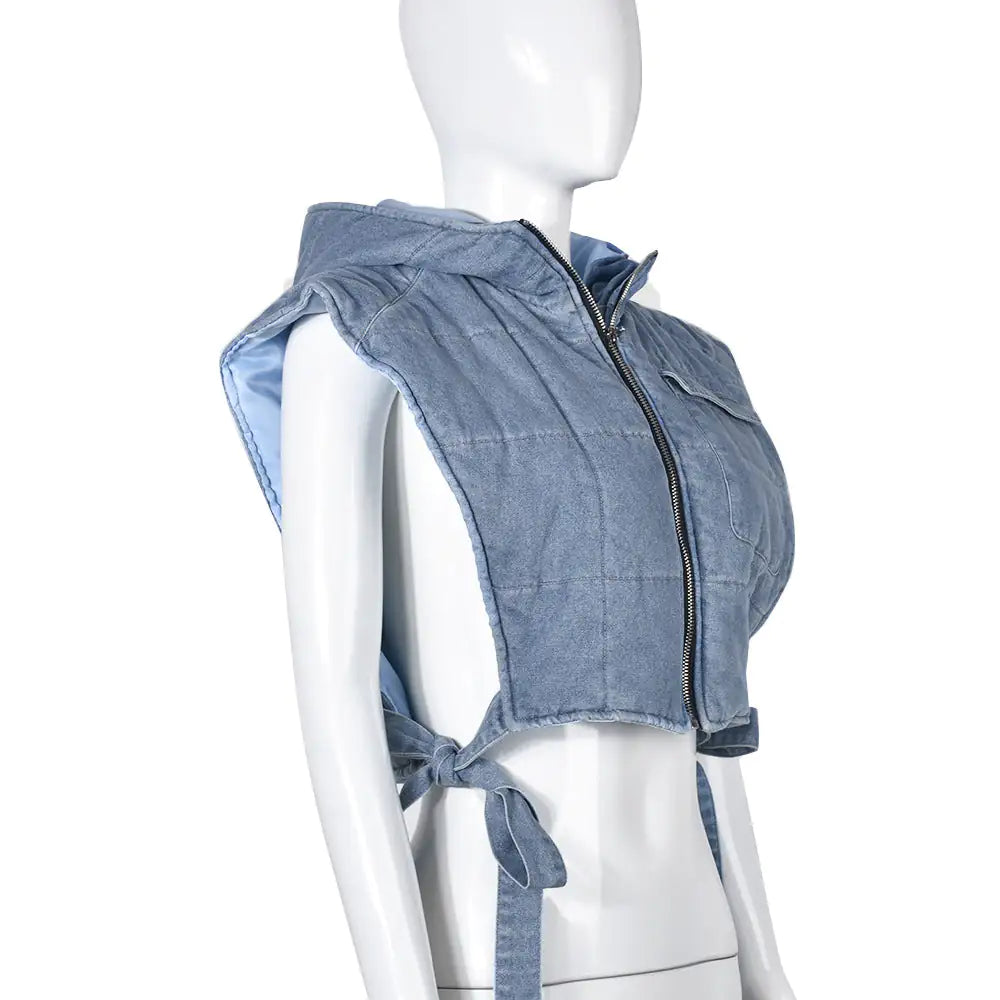 Hooded Vest Denim Jacket