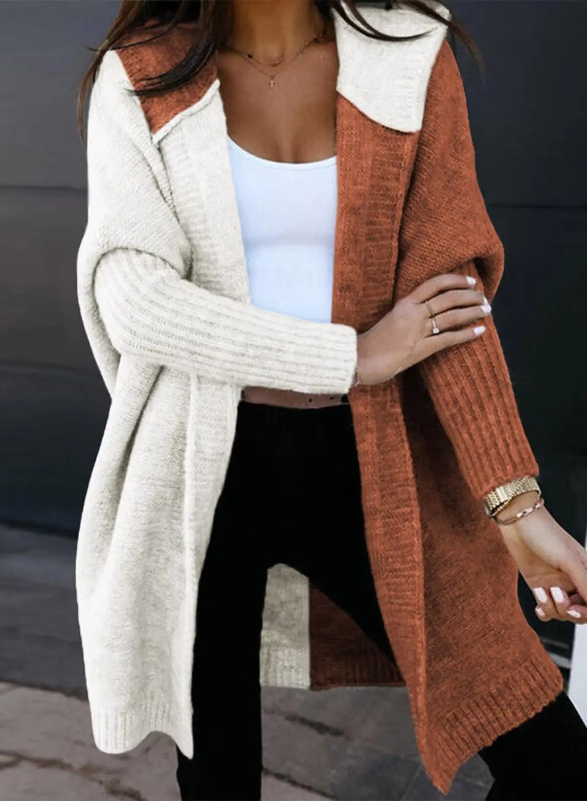 Open Front Long Sleeve Hooded Knit Cardigan Sweater Aristo Threads