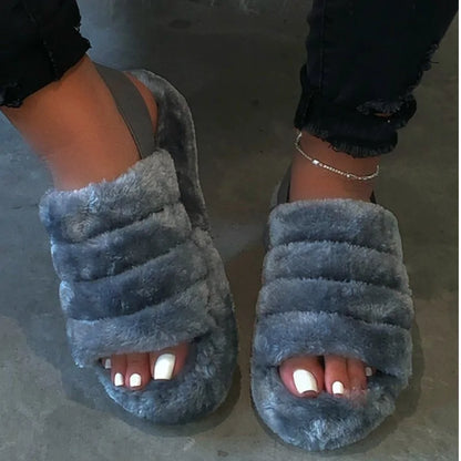 2020 Women Indoor Fur Slides Aristo Threads