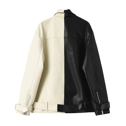 Contrast Vegan Leather Jacket Aristo Threads