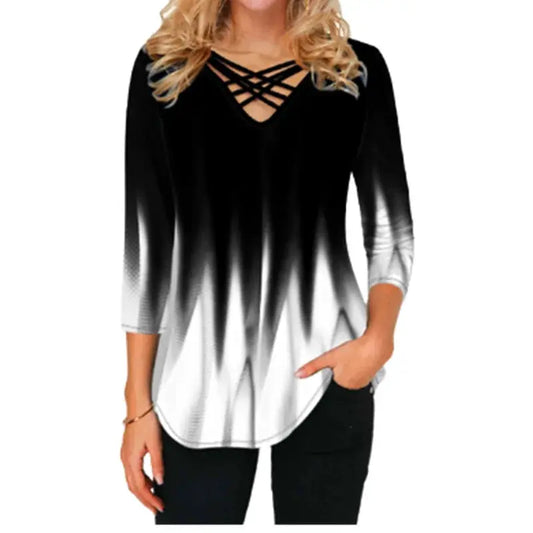 Gradient Print Cross V-Neck Aristo Threads