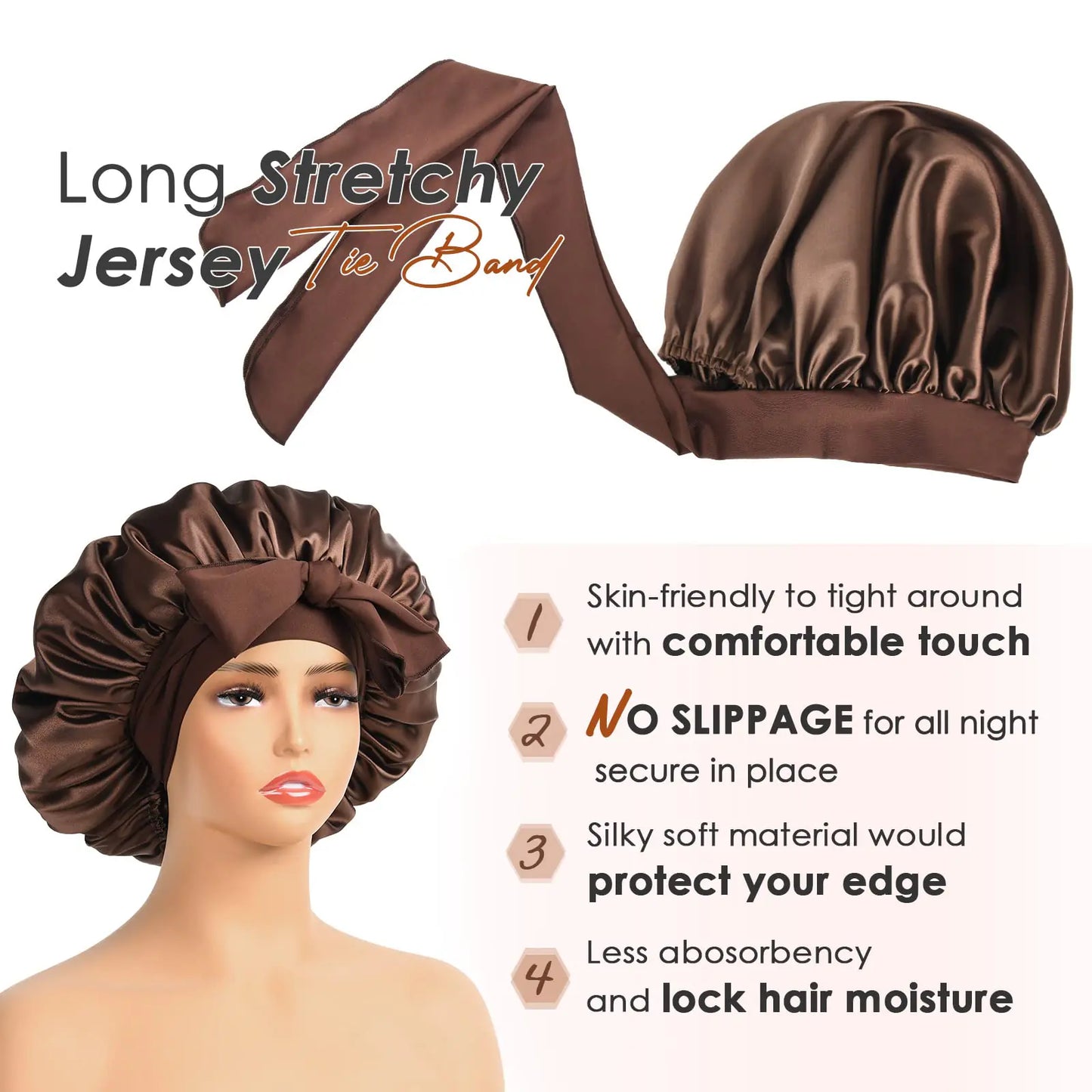 Brown Hair Bonnet for Sleeping Aristo Threads