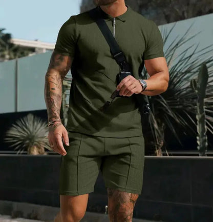 Men's Waffle-Knit Short Sleeve Casual Set