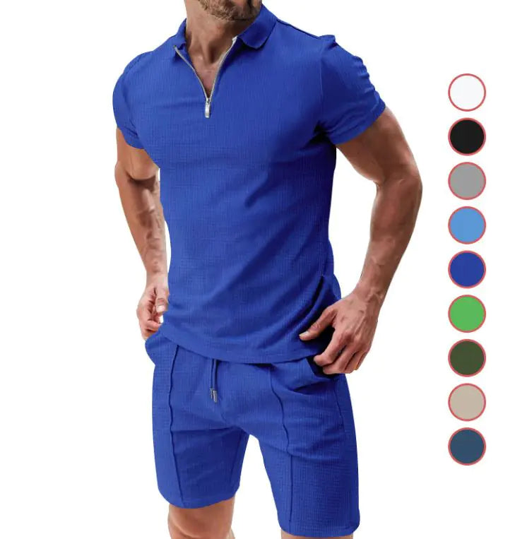 Men's Waffle-Knit Short Sleeve Casual Set