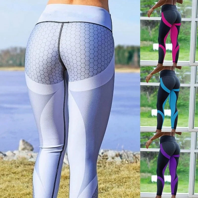 Women Honeycomb Printed Yoga Pants Aristo Threads