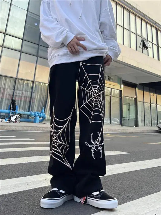 Spider Print Baggy Pants Aristo Threads