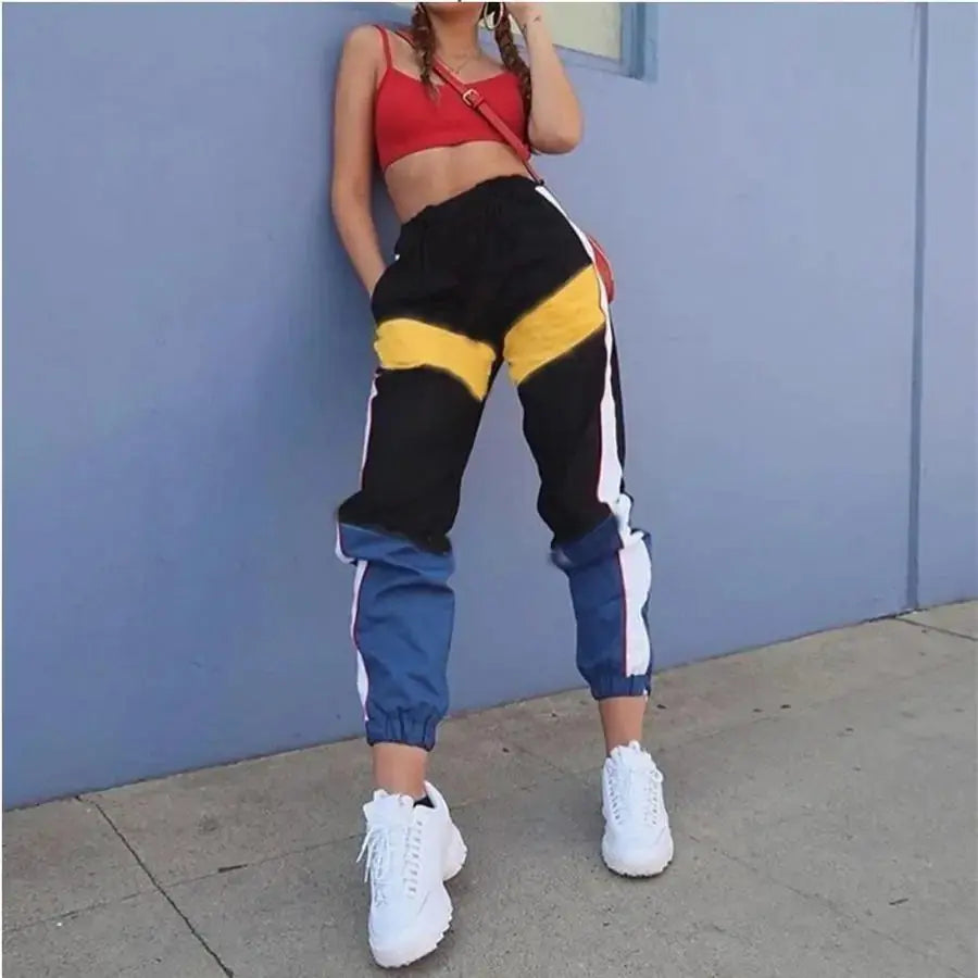 Women's High Waist Patchwork Joggers Aristo Threads