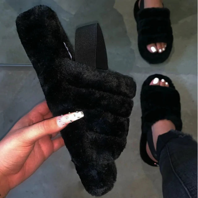 2020 Women Indoor Fur Slides Aristo Threads