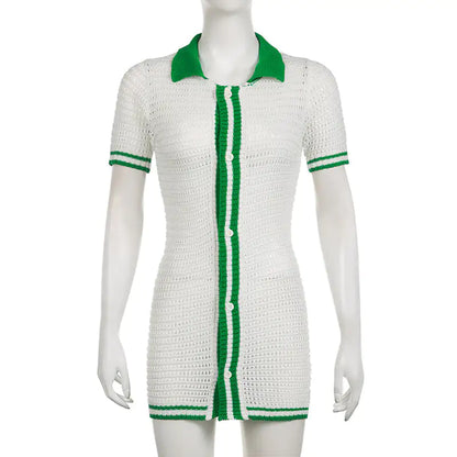 Let’s Go Golfing Crochet Knit Mini Dress