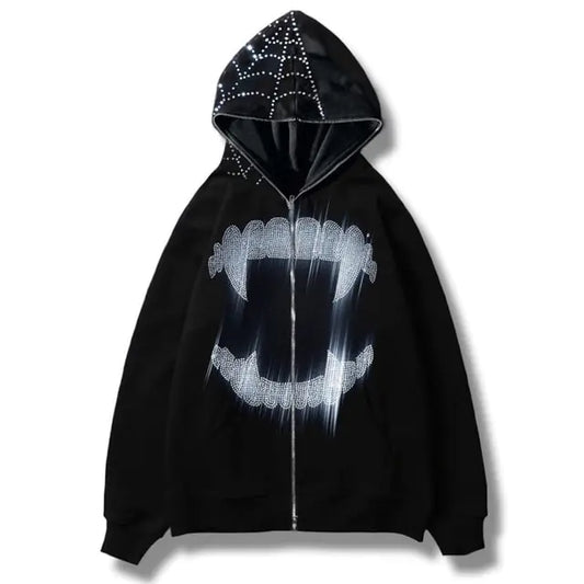 Rhinestone Autumn Goth Hoodie