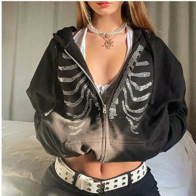 Rhinestone Skeleton Hoodie