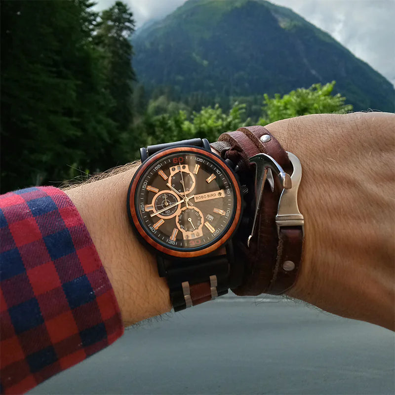 Calendar Chronograph Wooden Watch