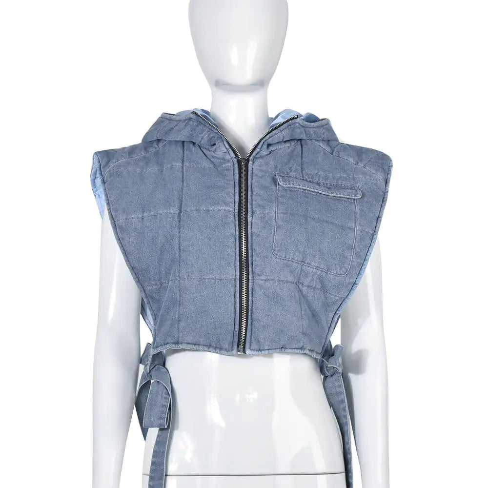 Hooded Vest Denim Jacket